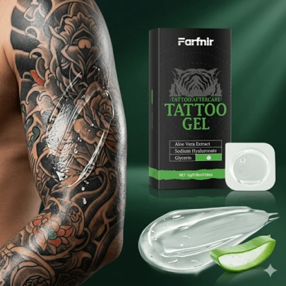 1 Box Farniere Temporary Tattoo Aloe Vera Gel (5g*10 Packs) - 1 Piece/2 Pieces Set. Rich In Aloe Vera, Gentle And Non-Irritating. Nourishes New Tattoos, Brightens Old Tattoos, Deep Moisturizing, Fresh And Non-Greasy. Suitable For All Skin Types, Long-Lasting Hydration. Applicable For Professional Tattoo Studios And Daily Tattoo Care.