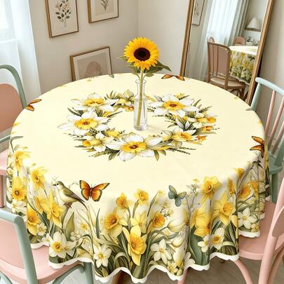 1pc Butterfly Floral Pattern Tablecloth, Available In Various Sizes. Made Of Polyester Material. The Pattern Includes Circles, Rectangles And Squares. The Pattern Features Butterflies, Butterflies Among Flowers, And Flower Patterns. Suitable For Use As An Ideal Table Covering In The Kitchen, Wedding, Birthday, Party And Outdoor Picnic. Also Suitable For Home Use, Applicable Throughout The Four Seasons. It Is Also A Washable Decorative Tablecloth.