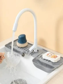 1片装硅胶水龙头排水垫，厨房浴室水槽防溅罩，排水垫，防漏垫 - 彩色 - 查看 2