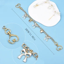 Bow Pattern Handbag Chain Accessories, White Bow Pattern Handbag Pendant, Handbag Extension Chain, Decorative Bag Chain, Replaceable Bag Chain, Fashion Hanging Chain, Metal Bag Chain, Holiday Bow, Y2K Summer Bow Bag Accessories, Heart-Shaped Bag Accessories, Alloy Bag Accessories, Gold Bag Accessories, Chain Bag Accessories, Ladies Bag Accessories, Metal Bag Decoration Chain, Heart-Shaped Bag Accessories, Bow Bag Accessories, Holiday Gift - Gold - View 4