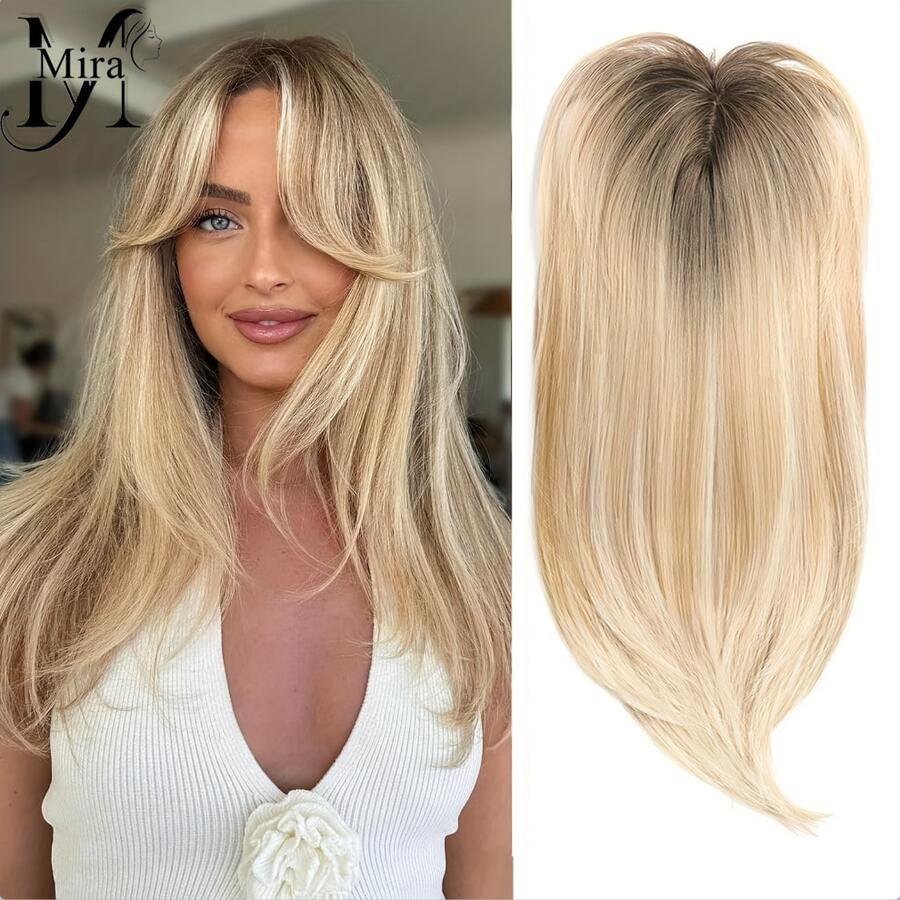 20英寸360度全方位覆盖女士假发片，渐变浅棕色至金棕色，适合细软发质 - 彩色 - 查看 1