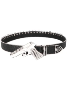 1 pieza Cinturón de estilo callejero estadounidense de mini pistola multicolor con tachuelas y cristales de strass, cinturón de cuero punk hip hop con balas y remaches, adecuado para el estilo "baddie" y Y2K - pistola pequeña - Ver 5