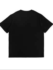 Para Tallas Grandes - Camiseta Casual de Manga Corta con Silueta Floral de Corazón de Dachshund - Negro - Ver 3