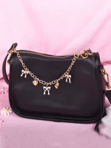 Bow Pattern Handbag Chain Accessories, White Bow Pattern Handbag Pendant, Handbag Extension Chain, Decorative Bag Chain, Replaceable Bag Chain, Fashion Hanging Chain, Metal Bag Chain, Holiday Bow, Y2K Summer Bow Bag Accessories, Heart-Shaped Bag Accessories, Alloy Bag Accessories, Gold Bag Accessories, Chain Bag Accessories, Ladies Bag Accessories, Metal Bag Decoration Chain, Heart-Shaped Bag Accessories, Bow Bag Accessories, Holiday Gift - Gold - View 1