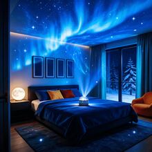 1pc All-Scene LED Galaxy Projector Night Light, Star Sky Aurora Ocean Wave Projection, RGB 16 Colors Dynamic Effects With Remote Control USB Powered For Bedroom Home Decor Camping Wedding Holiday Party Gift For All Occasions - Multi-color light - View 7