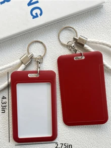 1pc Ins Style Macaron Solid Color Bus Card Plastic Protector, Student ID/Access Card/Key Holder - A - View 6