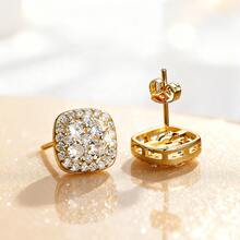 女士闪亮立方氧化锆耳钉，适合日常佩戴 - Earrings - 查看 3