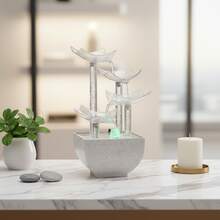 Đài phun nước để bàn hình lá nhỏ mới, đồ trang trí phòng khách trong nhà sang trọng màu trắng trong suốt sáng tạo, quà tặng tân gia, sinh nhật. - trong suốt - Xem 4