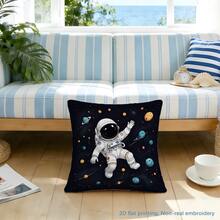 MEMNUN 1pc Cartoon Astronaut & Planet Print Pillow Cover [No Pillow Insert], 17.7*17.7in(45*45cm)/19.69*19.69in(50*50cm)/15.75*15.75in(40*40cm), [Single-Sided Printing] Farmhouse Style Polyester Throw Pillow Case For Sofa, Bed, Living Room, Bedroom, Car, Office, Hotel Decor, Perfect Gift For Family And Friends, All Seasons - Multicolor - View 6