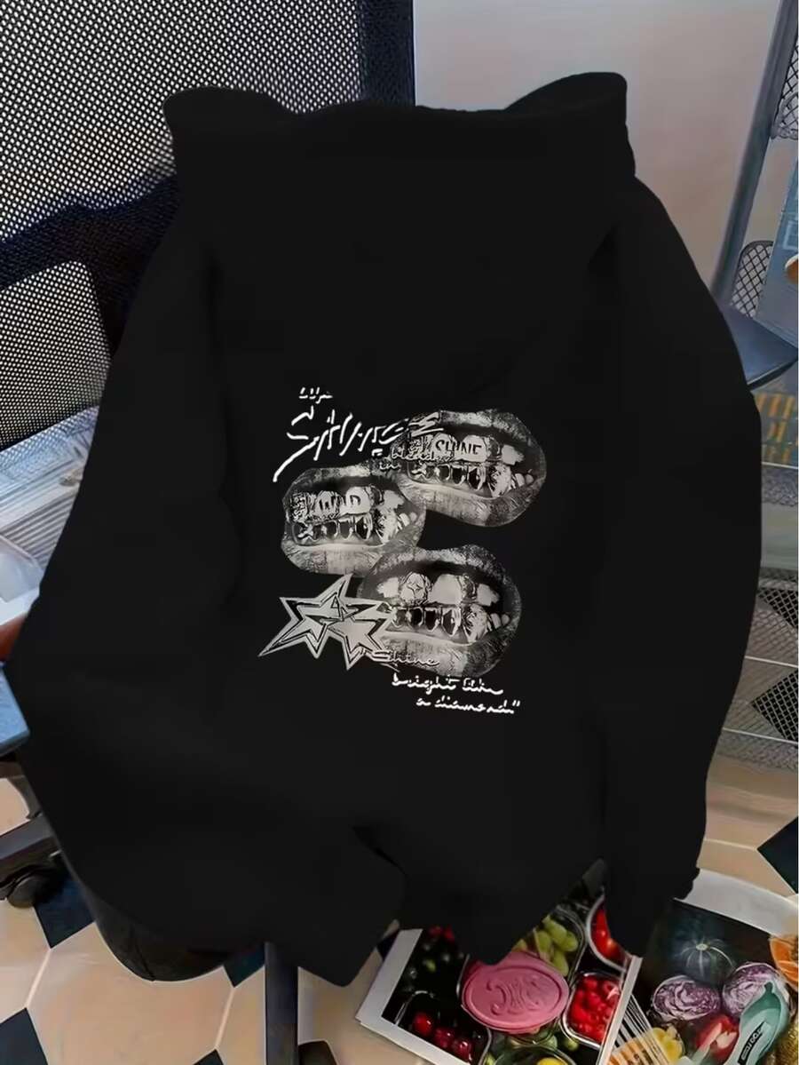 Hoodie With Kangaroo Style For Cold Weather, Printed Model: Boca Savge - Special New Arrival Winter 2026 Comfortable Practical - 黑色 - 查看 1