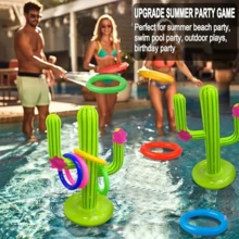 2 Sets Inflatable Cactus Ring Toss Game, PVC Tear-Resistant Material, Portable And Easy To Store, Beach Pool Outdoor Throwing Toy, Party Water Park Interactive Prop - Multicolor - View 1