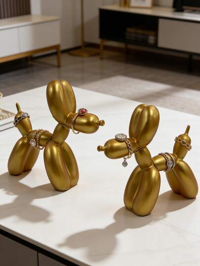 1Pc Light Luxury Gold Balloon Dog Jewelry Display Sculpture - Abstract Art Resin Animal Decor For Living Room, Entryway & Desk | Home Decor, Room Decor, Vintage Decor, Boho Decor, Desk Decor, Unique Gift, Table Centerpiece, Housewarming Gift