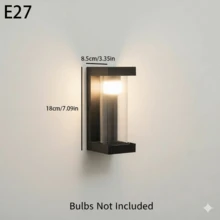 1个现代简约户外防水壁灯，E27灯座，黑色户外门廊壁灯，适用于走廊、阳台、门厅、花园装饰（不含灯泡） - 黑色 - 查看 7