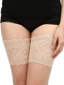 1 Pair Thigh Chafing Guards, Thin Lace Thigh Sleeves To Prevent Friction And Scarring, Suitable For Plus Size - Multicolor - View 7