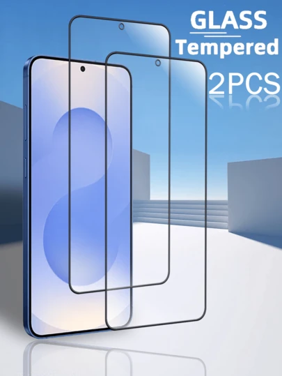 3 piezas de protector de pantalla compatible con teléfonos Galaxy, [2 piezas] [dureza 9H] [antihuellas] [alta definición] [antirayado] [sin burbujas] [fácil instalación] Protector de pantalla de vidrio templado para Galaxy - Transparente
