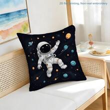 MEMNUN 1pc Cartoon Astronaut & Planet Print Pillow Cover [No Pillow Insert], 17.7*17.7in(45*45cm)/19.69*19.69in(50*50cm)/15.75*15.75in(40*40cm), [Single-Sided Printing] Farmhouse Style Polyester Throw Pillow Case For Sofa, Bed, Living Room, Bedroom, Car, Office, Hotel Decor, Perfect Gift For Family And Friends, All Seasons - Multicolor - View 4