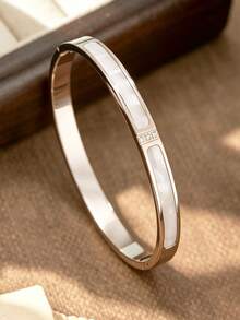 3/1 Pc High Quality Stainless Steel Flower Zirconia Women's Bracelet, Feminine Design, Four-Leaf Clover Zirconia Bracelet, Jewelry Accessory Gift, High Quality Jewelry, Women's Bracelet Accessory, Women's Stainless Steel Bracelet, Women's Western Style Jewelry, Suitable For Beach/Vacation/Holiday/Daily/Casual - Silver - View 8