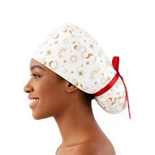 1 pieza Gorro quirúrgico estampado para mujer, gorro de enfermera, diadema multifuncional para cola de caballo, adecuado para hospitales veterinarios, instituciones de estética médica, hoteles, restaurantes, industria alimentaria, Halloween, San Valentín, gorro para cabello largo, playa, viaje - Multicolor - Ver 26