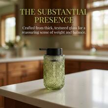 Retro Embossed Glass Foaming Soap Dispenser, Matte Black Pump, Bathroom And Kitchen Countertop Decorative Refillable Bottle - A - View 9