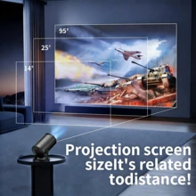 Máy chiếu mini thông minh 2026, giải mã 4K & HD 360P gốc, WiFi Bluetooth 5.0, tự động chỉnh méo hình, ứng dụng tích hợp, di động cho iPhone/Android/TV Stick, máy chiếu xem phim tại nhà, cắm trại ngoài trời, chơi game (Hướng dẫn sử dụng 31 ngôn ngữ) - màu đen - Xem 4