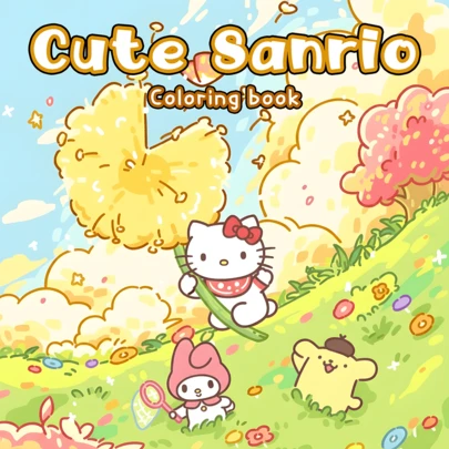  Cute Sanrio :1pc Cute Sanrio Coloring Book For Adults And Teens, Cute And Cozy. With 24 Pages Of Various Lovely Sanrio Character Scene Line Drawings, Perfect For Relaxing Coloring To Relieve Stress.
