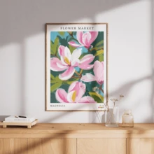 1pc Flower Market Canvas Painting: Magnolia - A Colorful Floral Painting, Floral Decoration - An Elegant Poster (Optional Frame) - A - View 11