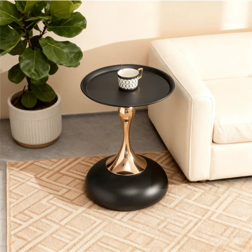 Modern Martini-Tische, Kleiner Runder Beistelltisch Für Das Wohnzimmer, 38 Cm Endtisch Mit Metallbasis, Schwarz Kreis Schlafzimmertisch Und Nachttisch, Balkontisch Für Tee, Ecke Akzenttische Für Bett