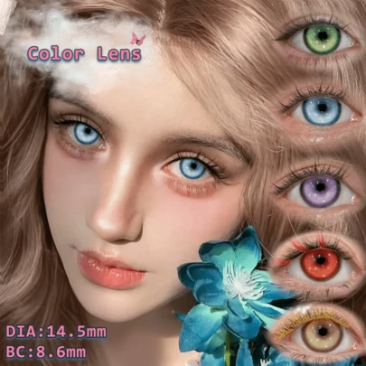  Lalens Ocean Series Contact Lenses, Annual Disposable Colored Contact Lenses, Halloween Costume Contact Lenses, Cyberpunk Style Daily Contact Lenses, 1 Box Of 2 Pieces, Made Of HEMA And NVP, Diameter 14.5mm, Natural Blue-Gray Color, Suitable For Daily Wear, Create Autumn/Winter Christmas Party Makeup, Y2K Fashion , Great Gift For Birthday And Christmas.