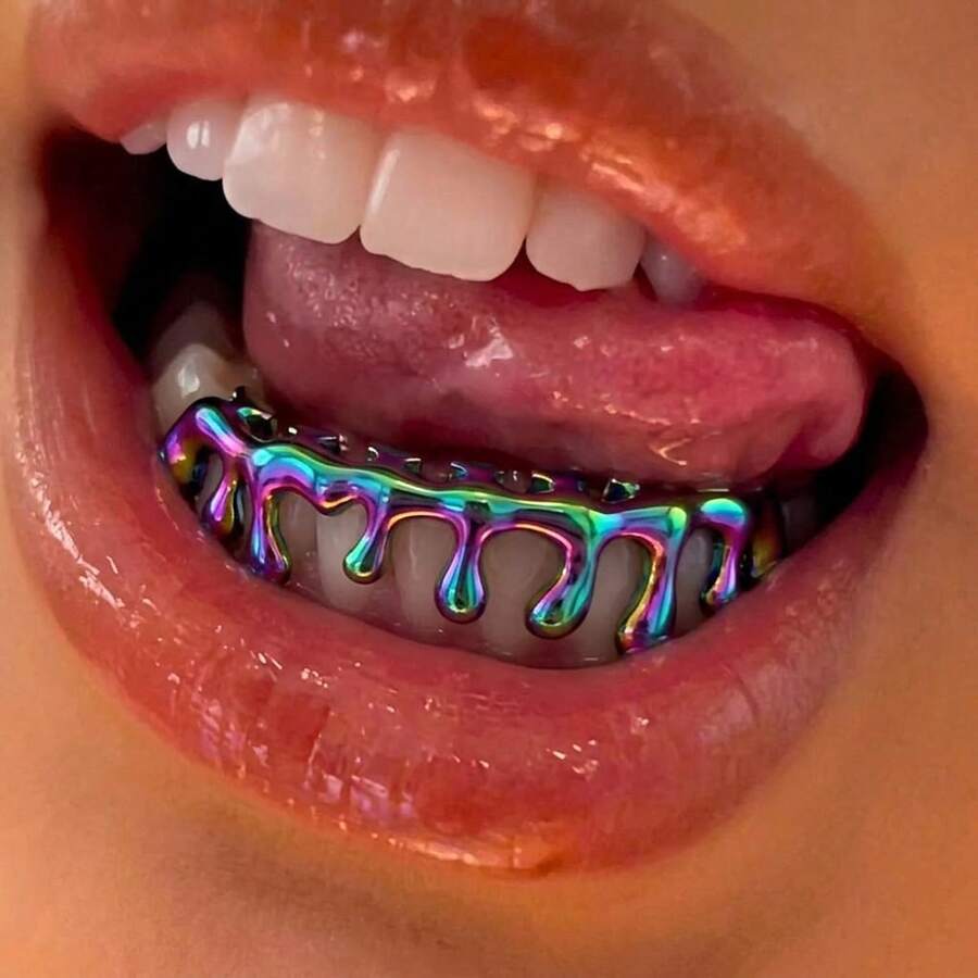 1 Set Fang Tooth Grillz, Hip Hop Party Accessories Suitable For Men And Women - Multicolor - View 1