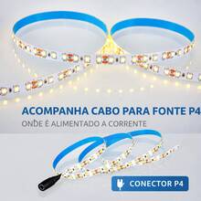 Fita LED 5m Ultra Brilho Bivolt Luz Fria ou Quente Autoadesiva Decoração Fácil Instalação - Quente - 3.500k - Visão 4
