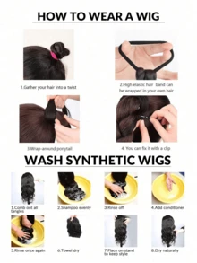 12-Inch Wavy Ponytail Wig | Korean Layered Wavy Wig, Thickened Non-Slip Elastic Band, Suitable For Low Ponytail, Made Of Heat-Resistant Fiber Material ,Hair Rubber Bands ,Scrunchies ,Hair Rope ,Elastic Hair Tie Head Accessories Gym Sport Running Outfit Beauty Home Hair Accessories - Multicolor - View 10