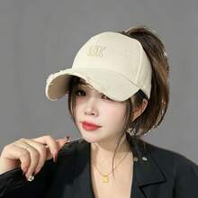 女款 2026 新款硬頂做舊字母棒球帽，修飾臉型寬帽簷棒球帽，百搭大帽簷帽子 - 大帽簷棒球帽 - 查看 10
