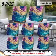 1pc/2pcs/6pcs/8pcs Vibrant Abstract Marble Texture Design Outdoor Sofa Covers, Colorful Digital Printed Patterns, Machine Washable Patio Cushion Covers With Elastic Hem, Outdoor Sofa Seat Cushion Slipcovers, Patio Furniture Covers, Living Room Furniture Protectors, Suitable For Garden, Park, Indoor And Outdoor Sofas, Sectional Sofas And Armchairs - A - View 14