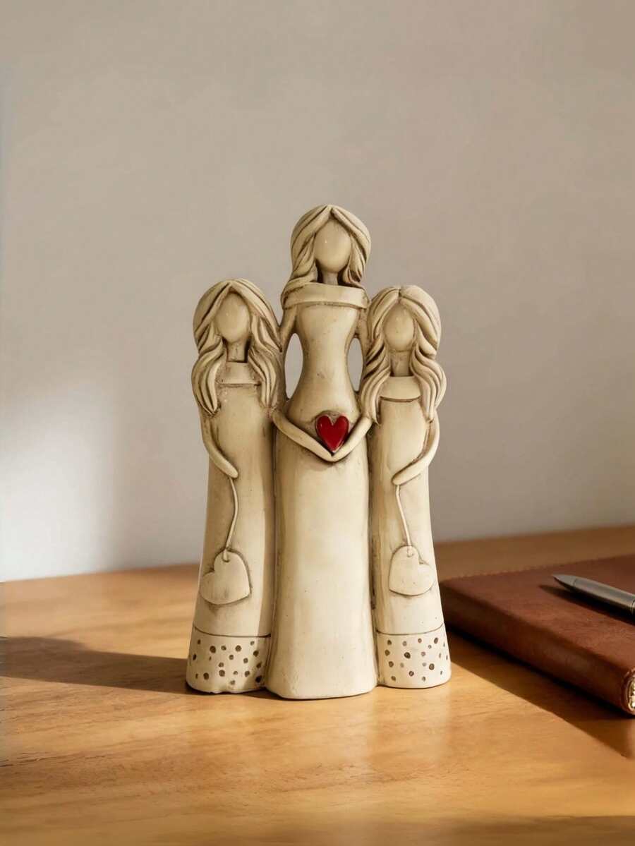 A Unique Mother's Day Gift - A Resin Family Angel Sculpture Full Of Love, Suitable For Placing In The Living Room, Bedroom, Foyer, Study Or On The Coffee Table. This Is A Heartwarming Mother's Day Gift. - A - View 1