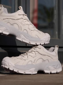 Zapatillas deportivas cómodas y transpirables con suela gruesa para mujer, calzado casual de estilo robusto para exteriores - Avena - Ver 2