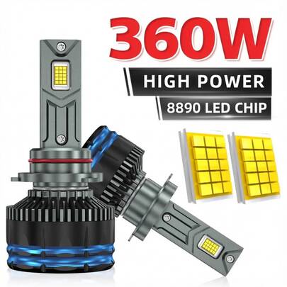 HYNBYZJ 2 piezas Bombilla LED de faro H4 H7 H1 H3 H11 9005 HB3 9006 HB4 para automóvil, 300,000LM súper brillante, bombilla de lámpara de conducción y antiniebla turbo de 12V 24V