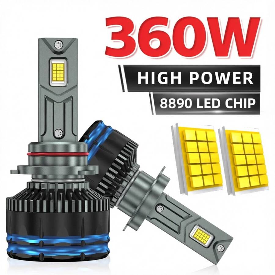 HYNBYZJ 2 bóng đèn pha LED H4 H7 H1 H3 H11 9005 HB3 9006 HB4 cho ô tô, độ sáng 300000LM, đèn pha CSP siêu sáng, đèn sương mù Turbo, 12V 24V - A - Xem 1