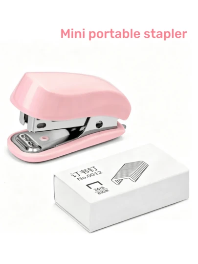 Compact 3-In-1 Stapler With Minimalist Design, Perfect For Office And Study Use. Portable Document Binding Solution Featuring Student-Friendly Cartoon Themes And Multifunctional Capabilities. Mini Stationery Stapler Set – Ideal For Back-To-School Season.