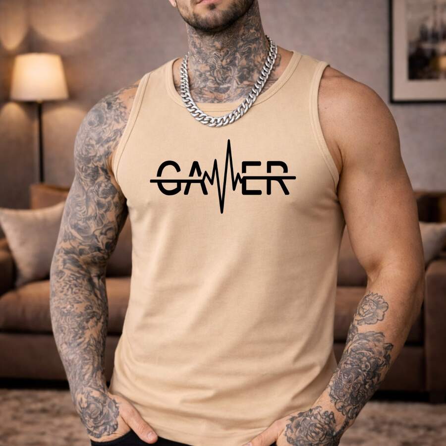 Men's 100% Cotton Gym T-Shirt Launch - Beige - View 1