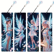 Bộ 4 chiếc bookmark tranh đính đá, quà tặng tranh đính đá pha lê kèm mặt dây chuyền kim cương, bookmark đọc sách thủ công tự làm lấp lánh cho gia đình, văn phòng, trường học, quà tặng cho người yêu sách. - Xem 3