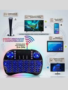Mini Teclado Inalámbrico Touchpad Iluminado  Iluminado Smart Teclado Alfanumérico Batería de Litio Recargable - Negro - Ver 5
