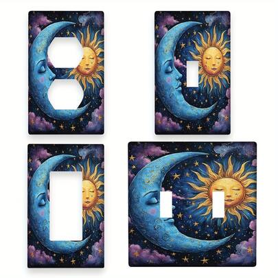 1pc Abstract Sun & Moon Wall Plate Cover, Home Decor For Bedroom, Bathroom, Kitchen