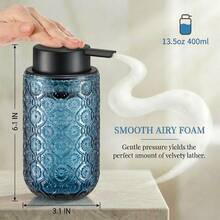 Retro Embossed Glass Foaming Soap Dispenser, Matte Black Pump, Bathroom And Kitchen Countertop Decorative Refillable Bottle - A - View 6