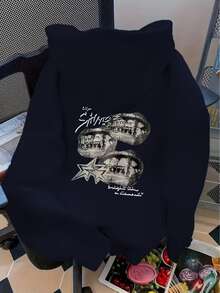 Hoodie With Kangaroo Style For Cold Weather, Printed Model: Boca Savge - Special New Arrival Winter 2026 Comfortable Practical - 藏蓝色 - 查看 1