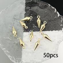 20/100pcs Cone Long Spike Pendant, DIY Necklace Bracelet Earring Keychain Jewelry Making, Unisex Style - Multicolor - View 8