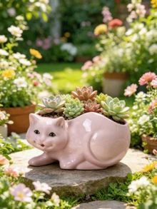 一款波西米亚风格创意设计可爱猫咪花盆，轻巧多功能合成树脂材质，防摔，适合室内外使用。 - A - 查看 8