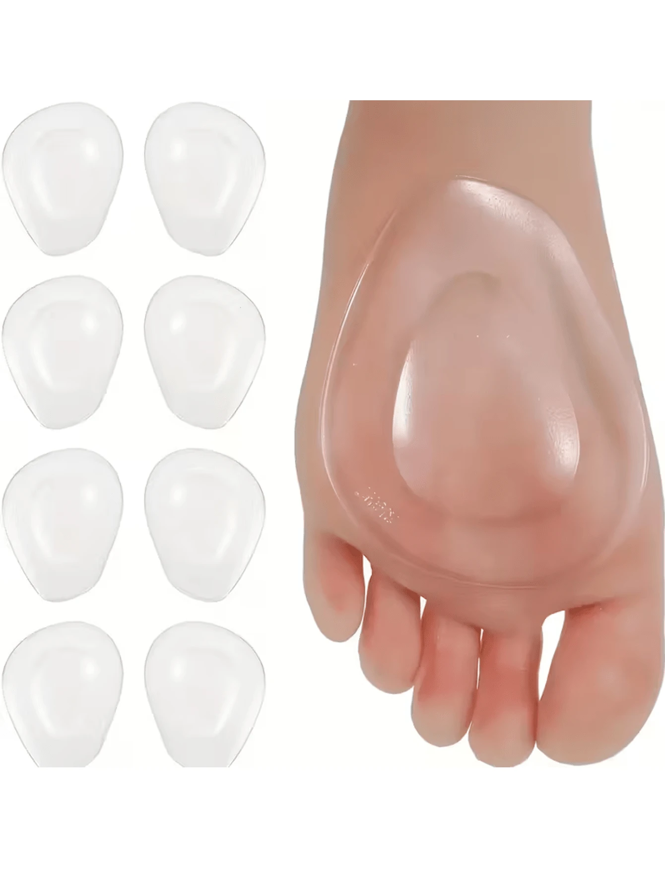 4/2pcs Forefoot Gel Cushion Pads - Reusable High Heel Forefoot Pads, Relieve Foot Pressure, Anti-Slip Shock-Absorbing Insoles - View 1