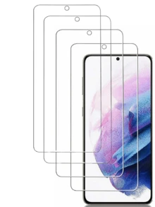 4片高清透明钢化玻璃膜，兼容三星Galaxy A15 5G/4、Galaxy A02/M02、A03、A03 Core、A03s、A04、A04E、A10S/M01S、A11、A12 4G、A12 5G、A13 4G、A13 5G、A14 5G屏幕保护膜 - 彩色 - 查看 1