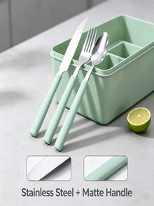 Stainless Steel Cutlery Set, 3-In-1 Fork & Spoon Set, Portable & Durable, Suitable For Daily Office Use, Student Back To School, Camping And Outdoor Dining - Multicolor - View 8