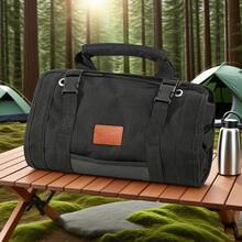 1pc Multi-Functional Roll-Up Tool Storage Bag, Large Capacity Tool Organizer With Multiple Compartments, Foldable Durable Canvas Tool Bag, Suitable For Auto Repair, Woodworking, Electrical Work, Home Maintenance, Outdoor Camping, In-Vehicle Storage, Construction Site And More - Black - View 8